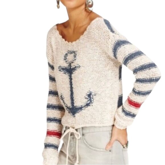 Free People Sailor Song Pullover in Ivory Combo size small - Picture 1 of 8